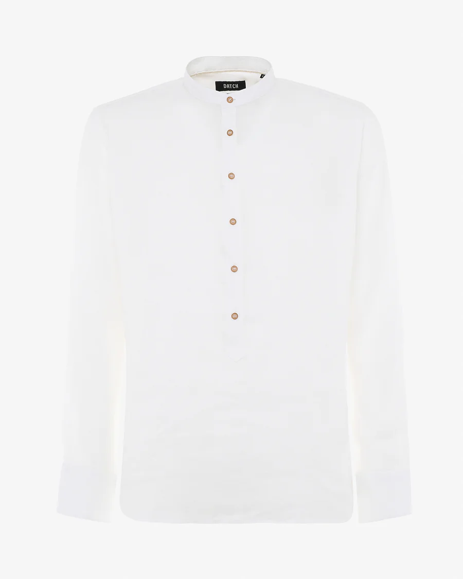 Camicia in lino - Collo serafino - immagine 3