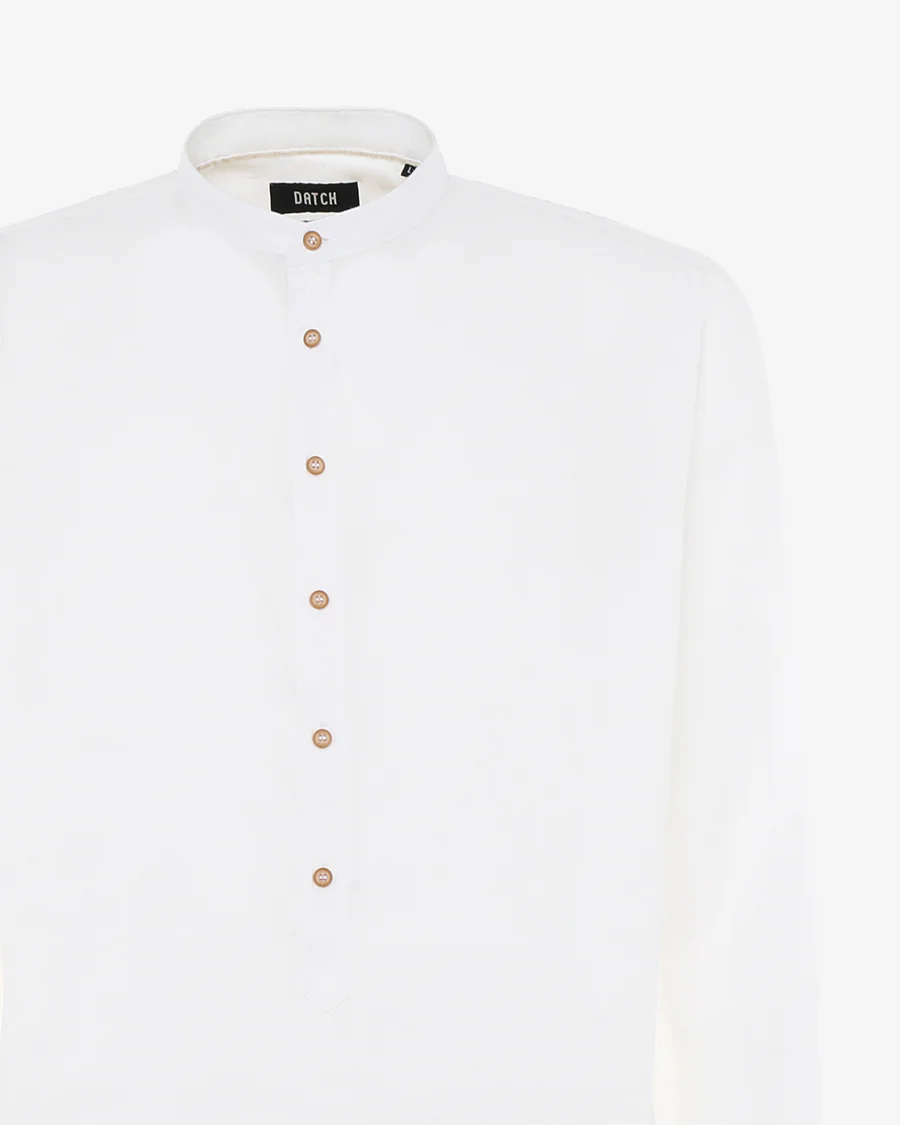 Camicia in lino - Collo serafino - immagine 4