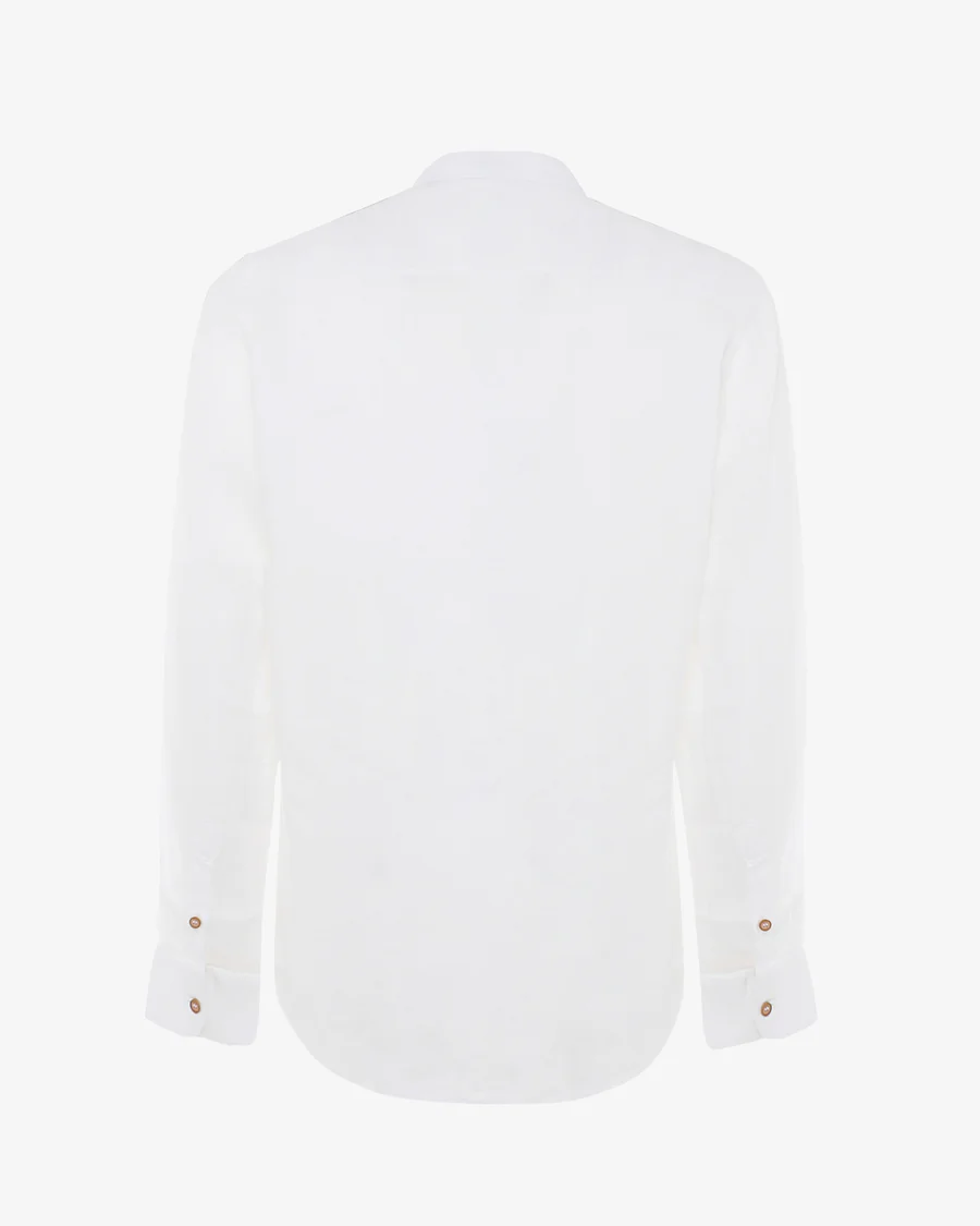 Camicia in lino - Collo serafino - immagine 5