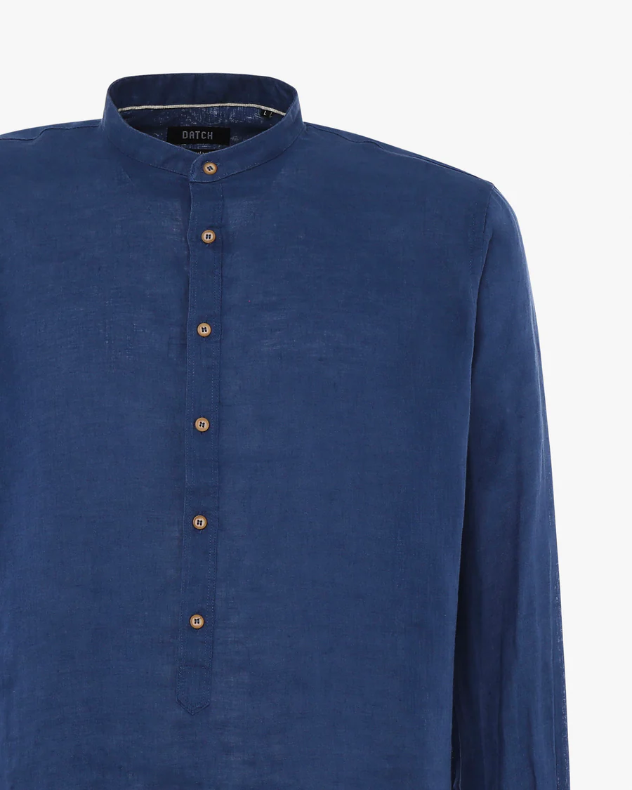 Camicia in lino - Collo serafino - immagine 2