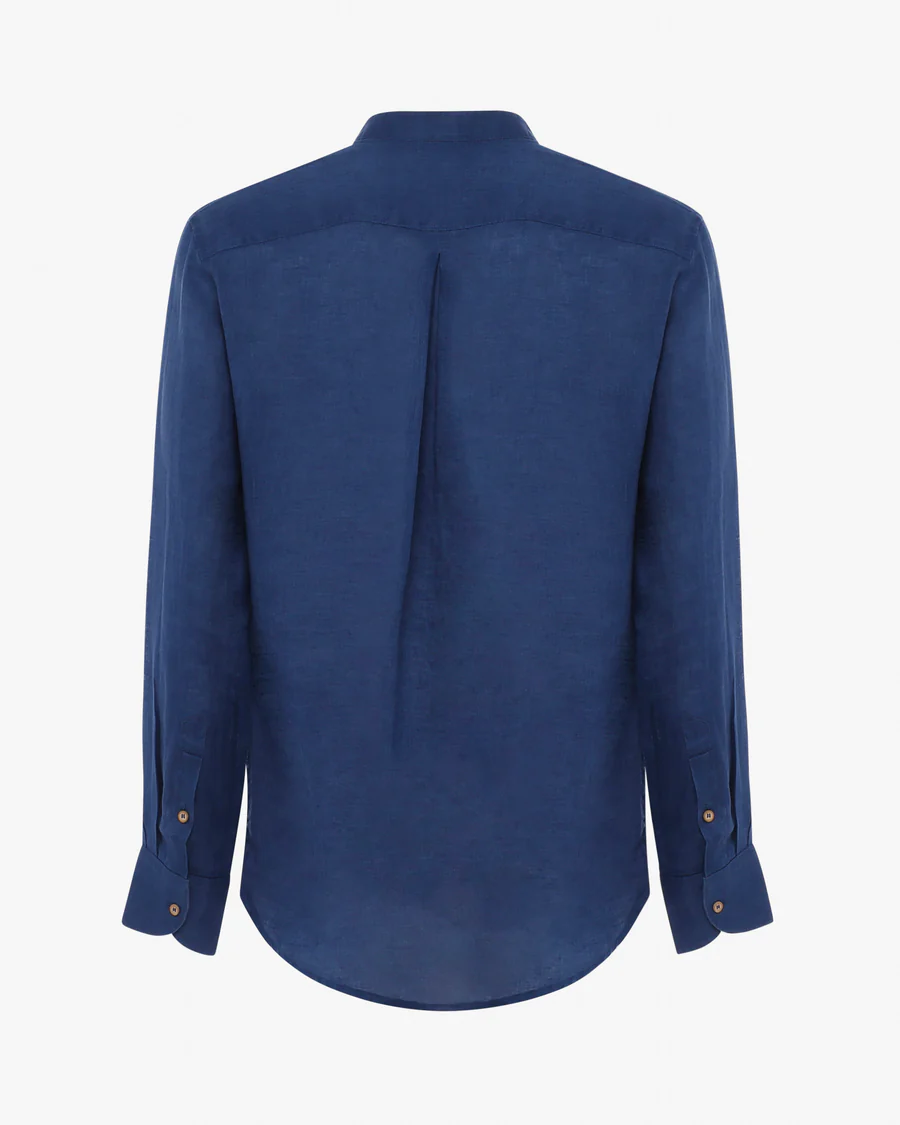 Camicia in lino - Collo serafino - immagine 3
