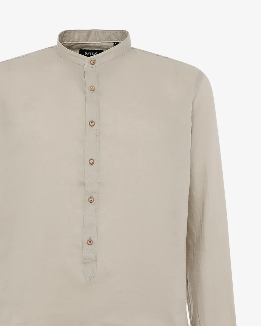 Camicia in lino - Collo serafino - immagine 2