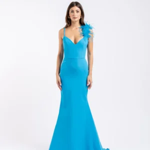 Abito Lungo Sirena in Crepe Tecnico
