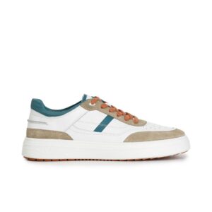 Sneakers uomo in pelle scamosciata multi verde